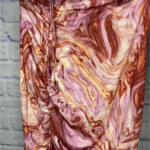 ASOS DESIGN Marble Print Halter Ruched Cutout Stretch Mini Dress - Picture 6 of 6